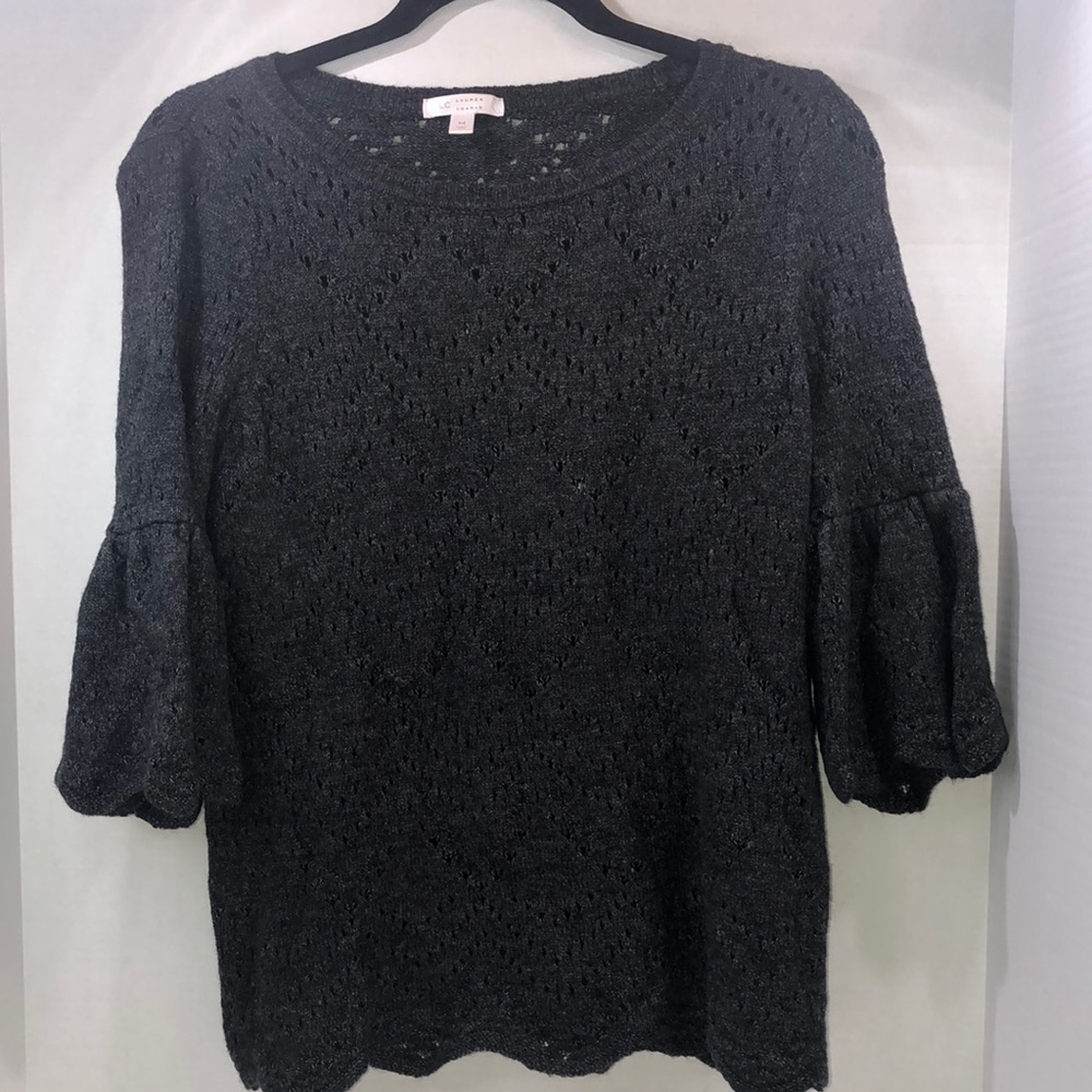 LC Lauren Conrad Gray Scalloped Sweater Size M.